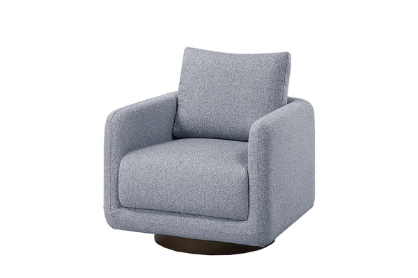 English Elm Modern Gray Bouclé Swivel Chair — 360° Upholstered Accent Seat with Supportive Back Pillow, 30"x31"x25" B011P369861