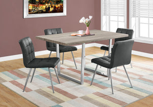 English Elm Dining Table, 60" Rectangular Taupe Laminate With Chrome Legs – Modern Versatile Centerpiece For Any Space B2710P286991