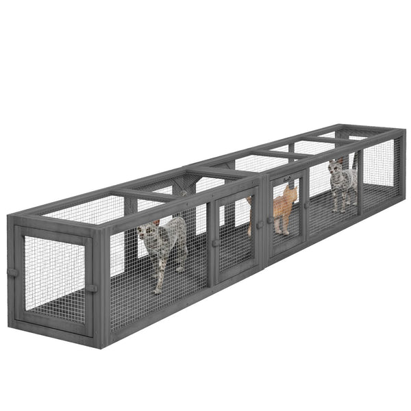 English Elm Pawhut Versatile 98" Wooden Cat Tunnel With 8 Doors - Perfect For Outdoor Play And Exploration! W2225P200583-GIGA