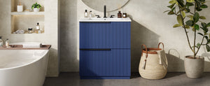 English Elm Christopher Knight Home® - 30" Freestanding Bathroom Vanity With Ceramic Sink, Soft-Close Drawers & Elegant Fluted Design In Blue N817P288915B