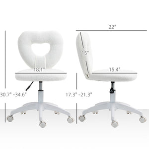 English Elm Office Task Chair with Heart Shaped Back Teddy Fleece Seat for Bedroom Vanity T3971P408780
