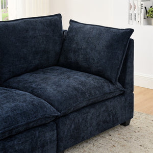 English Elm Comfy Cloud Modular Sectional Four Seat Chenille Sofa with Deep Cushions and Ottomans W1117S00340