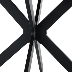 English Elm Extendable Round Dining Table Walnut Grain Top Matte Black Base Seats 4 to 6 W3875S00001