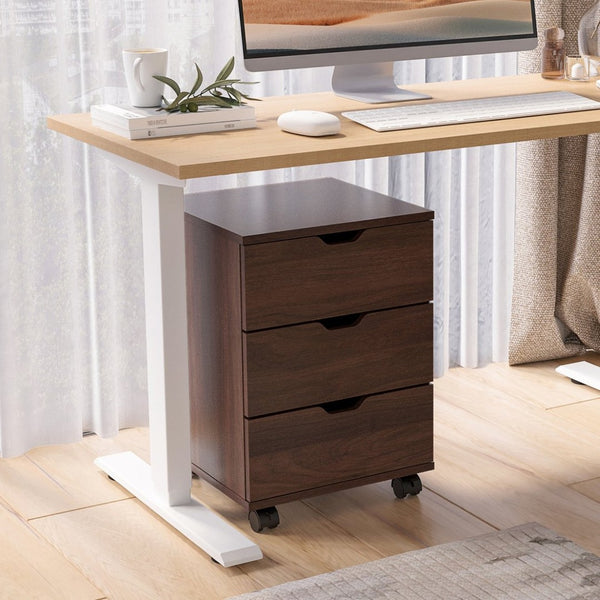 English Elm 3-drawer Rolling Wood File Cabinet with Locking Casters for Home Office Under Desk Brown T3623P434241