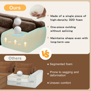 English Elm 149'' Plush Modular Cloud Sofa Boneless Ergonomic Design for Home Theater Lounge Chocolate W714S01544