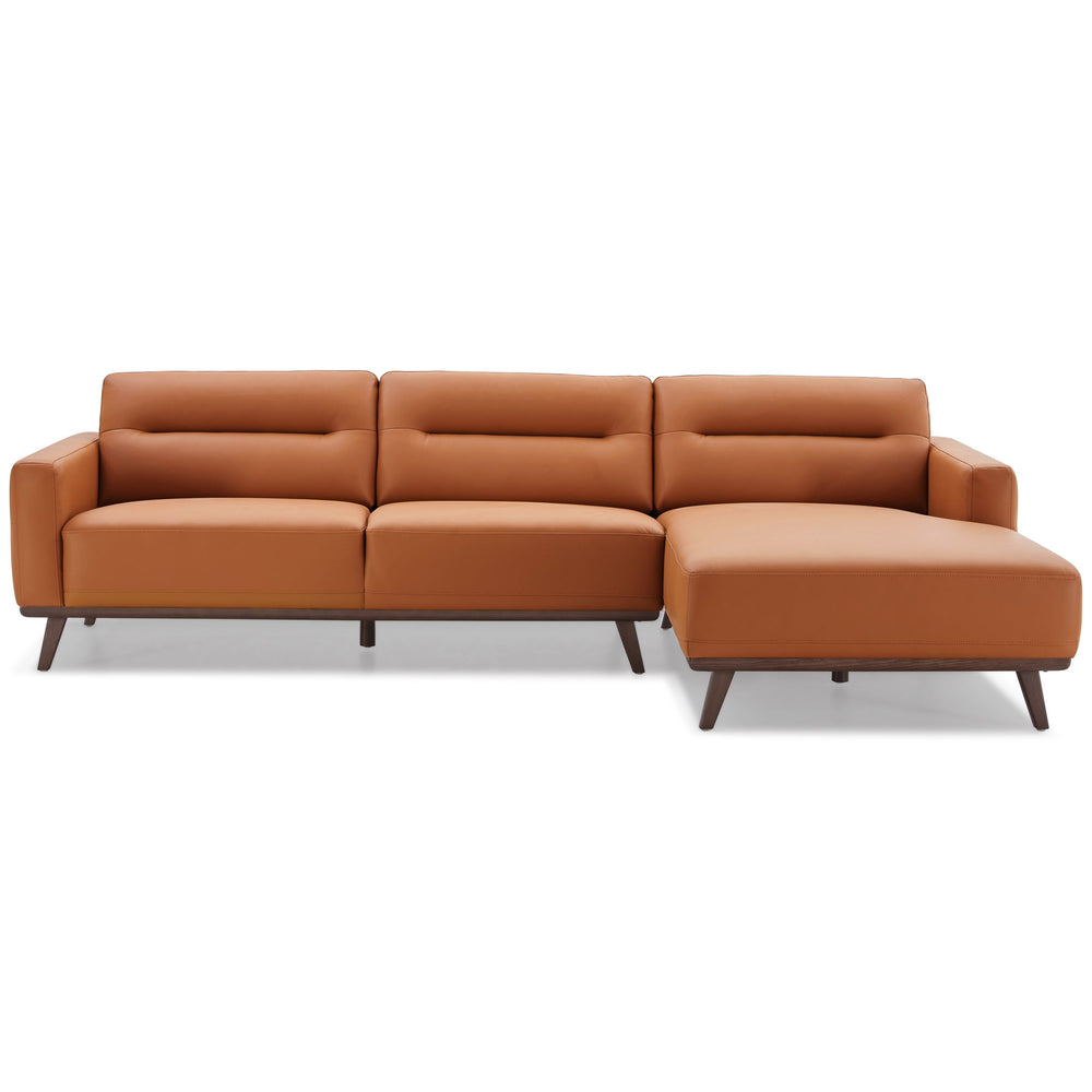 English Elm Ashcroft Furniture - Ella L-Shaped Right Sectional Couch In Cognac Pu Leather – Stylish, Durable, And Comfortable Seating B183S00110