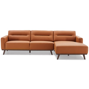 English Elm Ashcroft Furniture - Ella L-Shaped Right Sectional Couch In Cognac Pu Leather – Stylish, Durable, And Comfortable Seating B183S00110