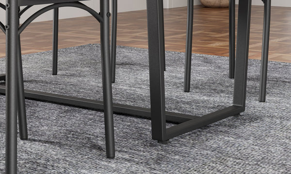 English Elm Four-piece industrial dining set with bench and backrest, solid MDF & steel frame, space-saving design Gray W578P333490