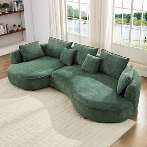 English Elm Oversized Boucle Sectional Sofa Curved 5 Seat Cloud Design with Left Chaise Lounge W876S00318
