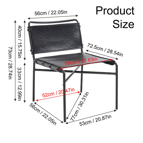 English Elm Retro PU Leather Leisure Chair Set of 2 – Modern Medieval Black Armless Accent Chairs with Metal Legs, Breathable Faux Leather Comfort W3112P254908