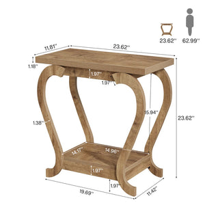 English Elm Modern 2 Tier Distressed End Table Open Shelf Mdf Top for Living Room or Entryway T3971P464015