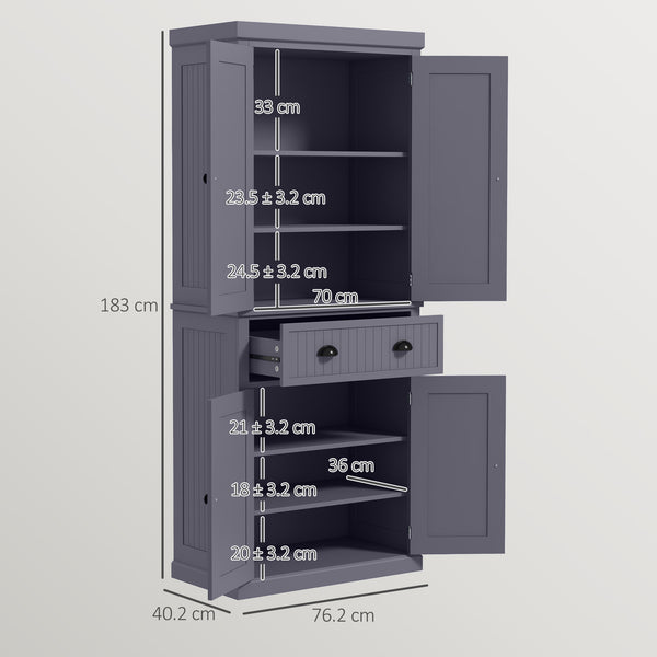 English Elm Homcom 72" Tall Kitchen Pantry Cabinet With Adjustable Shelves, Drawer & Classic Navy Blue Finish W2225P249922