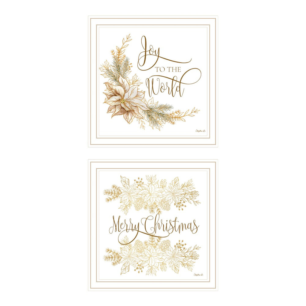 English Elm Trendy Decor 4u Golden Merry Christmas Framed Wall Art Set Farmhouse Holiday B067P256617