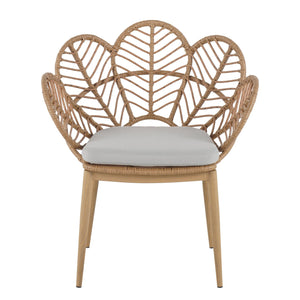 English Elm Christopher Knight Home® - Kirk Outdoor Wicker Peacock Papasan Chairs Set of 2 — Teak Legs, Light Brown PE Rattan, Beige Cushion, UV‑Resistant Comfort N775P271976B