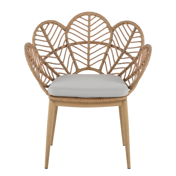 English Elm Christopher Knight Home® - Kirk Outdoor Wicker Peacock Papasan Chairs Set of 2 — Teak Legs, Light Brown PE Rattan, Beige Cushion, UV‑Resistant Comfort N775P271976B