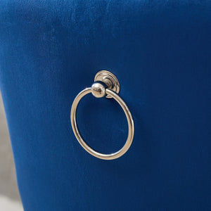 English Elm Thick Velvet Swivel Barstools with 17.7" Chrome Base, Tufted Diamond Pleating, Comfort Foam Seats Blue W1143P335044