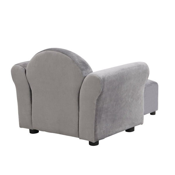 English Elm Kids Velvet Armchair with Ottoman Gray — Ergonomic, Durable Toddler Sofa, Lightweight, 150lb Limit W2297P264486