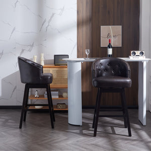 English Elm Christopher Knight Home® - 33.25" Swivel Counter Stools Set of 2 — 360° Faux Leather Bar Stools with Tufted Back, Footrest, Adjustable Feet WF532108BRN