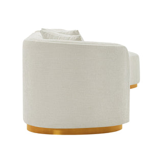 English Elm Daria 132" Chenille Sectional with Golden Mop Base — Luxurious High‑Density Foam, Pine Frame, 1100lb Capacity Ivory B365S00120