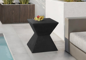 English Elm Accent Table Matte Black Wood Grain Surface for Indoor Outdoor Modern Living B2710P461681