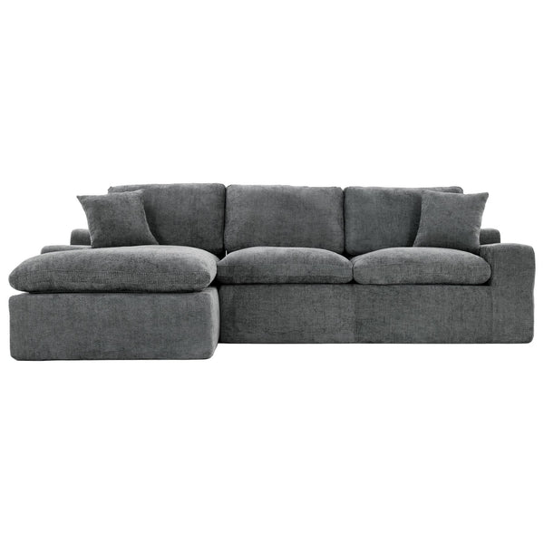 English Elm Cloud Modular Sectional Sofa with Double-Layer Cushioning, Deep 21.5" Seat, Chenille Upholstery & Side Pockets Grey N719S001980E