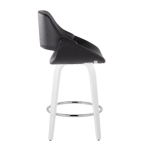 English Elm Fixed-height Swivel Counter Stools with Faux Leather Seats and Chrome Footrest Set of 2 B202S01824