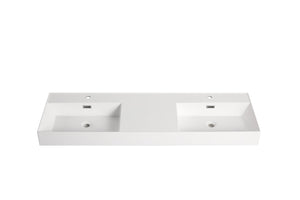English Elm 60 Inch Bathroom Resin Sink Gloss White GRB60120DMO – Durable Modern Resin Top, Sleek Contemporary Design, Long-Lasting Finish W99970319