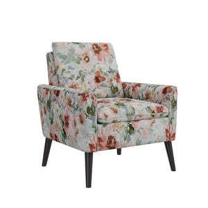 English Elm Enna Floral Polyester Accent Chair Solid Wood Legs Cozy Reading Nook Seating B127P409849