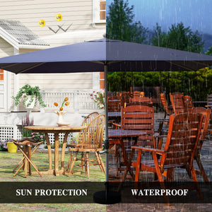 English Elm Rectangle Patio Umbrella with Crank Lift and Tilt, UV-Resistant 180G Polyester Canopy, Ventilated Shade (Base Not Included) Navy Blue W1859P353557
