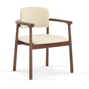 English Elm Christopher Knight Home® - 2 Elegant Dining Chairs Set with Rubber Wood Frame, 300lb Capacity, Beige PU Cushions, Versatile Home Seating N779P298396D