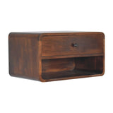 English Elm Solid Wood Large Chestnut Curve Floating Bedside