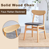 English Elm The Stylish and Durable Solid Wood Dining Chair, Small Curved Back, Pu Cushion, and Beautiful Shape Match Perfectly With Any Room and Everyday Use