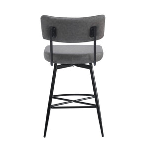 English Elm Christopher Knight Home® - 26''Retro Curved Back Swivel Counter Stools Set of 2 with Bowknot Footrest Smooth PU Leather Comfort Grey N780P199991G
