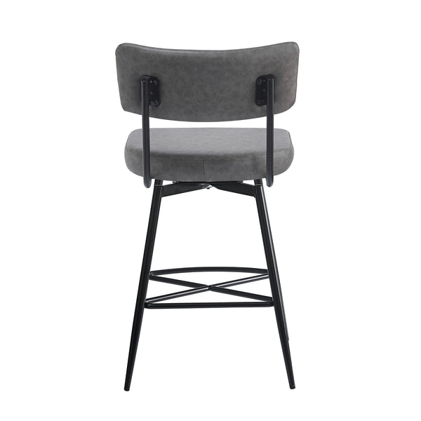 English Elm Christopher Knight Home® - 26''Retro Curved Back Swivel Counter Stools Set of 2 with Bowknot Footrest Smooth PU Leather Comfort Grey N780P199991G