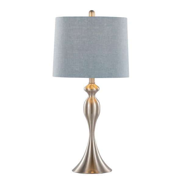 English Elm Ashland Elegant 27" Contemporary Metal Table Lamp Set of 2 with Textured Linen Shades and Curvaceous Silhouette Blue B202P224086