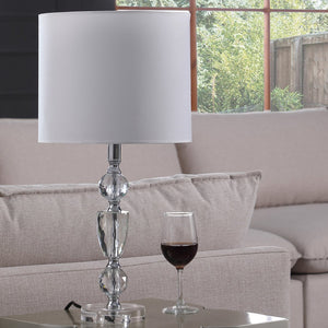 English Elm 23.5" Cut-Crystal Modern Table Lamp with Chrome Accents & White Linen Shade, Multicolor Glass Finish B072116624