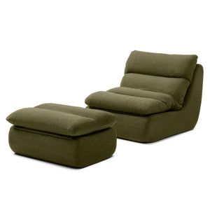 English Elm 32" Tufted Foam Chaise Lounge with Matching Ottoman for Adults Bedroom Living Room Green W1117P436366