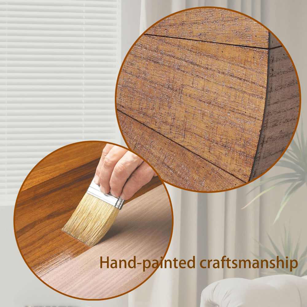 English Elm 53.2in Modern Minimalist Wooden Console Table with Circular Base, Engineered Wood, Sleek Entryway Accent W2729P270750