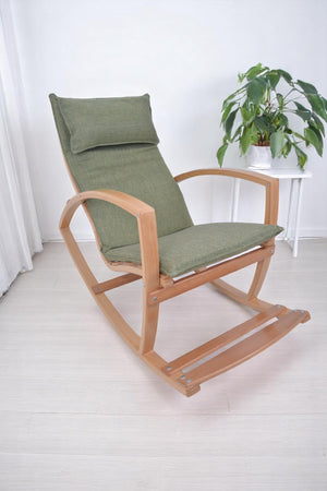 English Elm Modern Children's Rocking Chair with Sturdy Wooden Frame, Upholstered High Back, Washable Fabric, Safe Soothing Motion for Nursery and Playroom (Ages 0-8) Green B029P330084