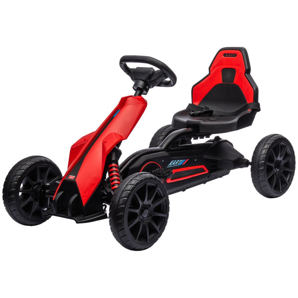 English Elm Aosom Kids Pedal Go Kart Outdoor Ride on Toy with Adjustable Seat and Handbrake W2225P249777