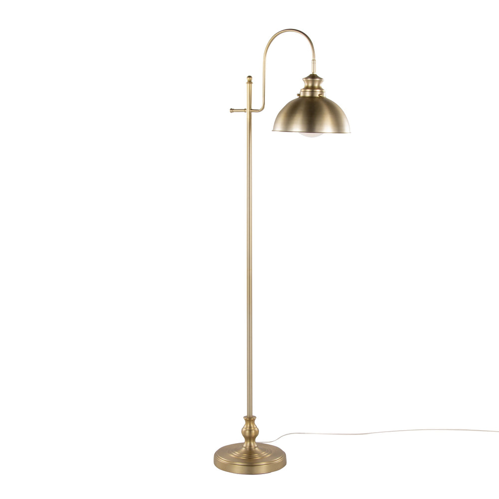 English Elm Emery 64" Contemporary Gold Metal Floor Lamp — Arched Dome Shade, Vintage Boho Style, UL Listed B202P223980