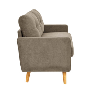 English Elm 67.7" Mid-Century Modern Tufted Upholstered Loveseat Sofa With Splayed Solid Wood Legs, Chic Seating khaki B343P339290