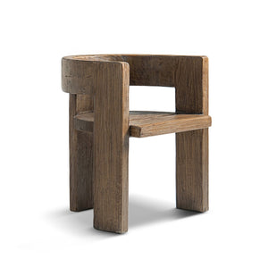 English Elm Soren Reclaimed Elm Sculptural Dining Chair with Wraparound Back Wabi-sabi Craft Brown B2719P474457