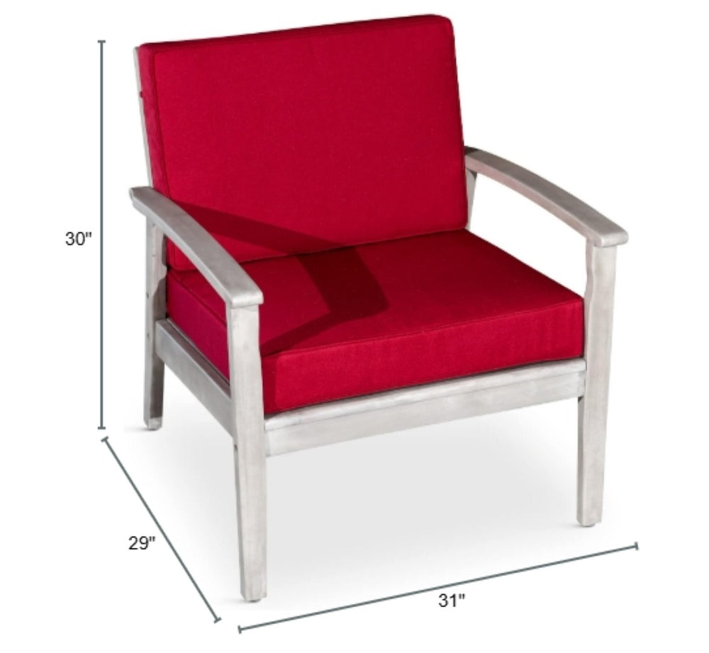 English Elm Deep Seat Eucalyptus Outdoor Chair Fsc Wood Patio Lounge with Thick Cushion B046S00091