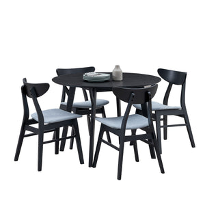 English Elm 42.01 Modern Round Dining Table for 4 — Solid Wood & MDF Frame, Compact Stylish Kitchen or Apartment Centerpiece Black W2582P197664