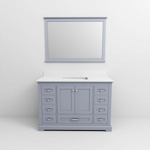 English Elm Dark Grey Single Bath Vanity 48" W x 22" D with White Quartz Top, Soft-Close Drawers & 46" Mirror B2731S00651