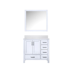 English Elm White Bath Vanity 36" W X 22" D With Left Offset Quartz Top & 34" Mirror - Stylish Storage Solution! B2731S00681-GIGA