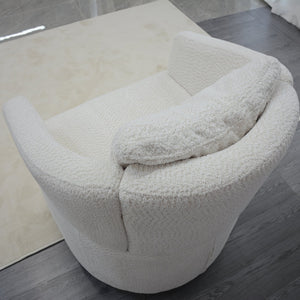 English Elm Modern 360 Degree Swivel Sofa Chair - Beige Velvet Accent, High-Back, Solid Wood Frame, 350lb Capacity W1183P254690