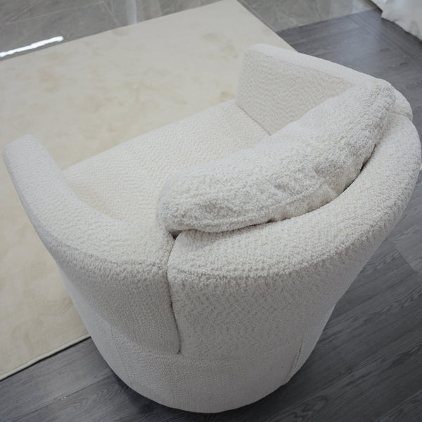 English Elm Modern 360 Degree Swivel Sofa Chair - Beige Velvet Accent, High-Back, Solid Wood Frame, 350lb Capacity W1183P254690