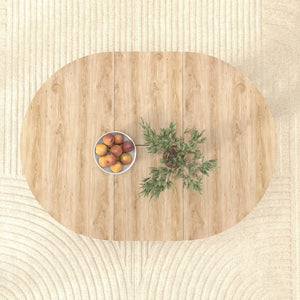 English Elm Dining Farmhouse Expandable Oval Table 59"x43" with Removable Leaf, X-Base, White Oak Finish, Seats 6 W1347P246823